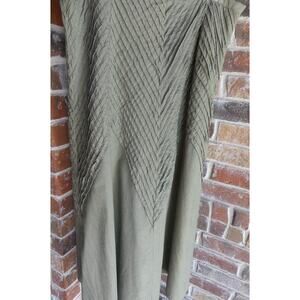 Peter Martin Linen Skirt Pleated Maxi A-Line Size 12 Army Green Lined